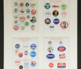 Richard Fenno's collection of campaign buttons for politicians studied in his books. Richard Fenno's collection of campaign buttons for politicians studied in his books.