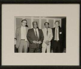 Richard Fenno with Twiley Barker, Harold Washington and Tom Mann at an annual meeting of the American Political Science Association in Chicago c. 1984. Richard Fenno with Twiley Barker, Harold Washington and Tom Mann at an annual meeting of the American Political Science Association in Chicago c. 1984.