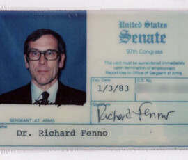 Fenno's senate ID card, 1983. Fenno's senate ID card, 1983.