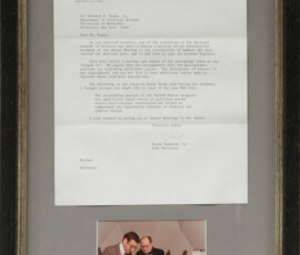 Letter and photograph documenting Richard Fenno's induction into the National Academy of Sciences in 1984. To read the letter click <a href="https://richardfenno.com/letter-photograph-documenting-richard-fennos-induction-national-academy-sciences-1984/"> here </a> Letter and photograph documenting Richard Fenno's induction into the National Academy of Sciences in 1984.